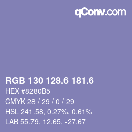 カラーコード: RGB 130 128.6 181.6 | qconv.com