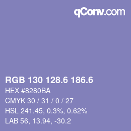 カラーコード: RGB 130 128.6 186.6 | qconv.com