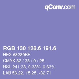 カラーコード: RGB 130 128.6 191.6 | qconv.com