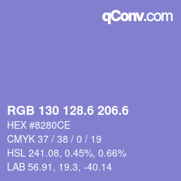 カラーコード: RGB 130 128.6 206.6 | qconv.com