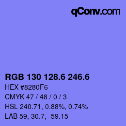 カラーコード: RGB 130 128.6 246.6 | qconv.com