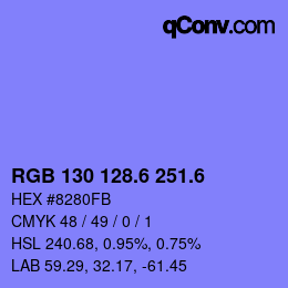 カラーコード: RGB 130 128.6 251.6 | qconv.com