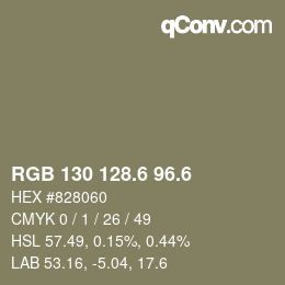 カラーコード: RGB 130 128.6 96.6 | qconv.com