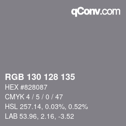 Color code: RGB 130 128 135 | qconv.com