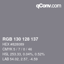 颜色代码: RGB 130 128 137 | qconv.com