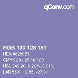 カラーコード: RGB 130 128 181 | qconv.com