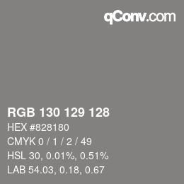 Color code: RGB 130 129 128 | qconv.com