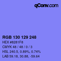 Color code: RGB 130 129 248 | qconv.com