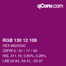 Color code: RGB 130 12 108 | qconv.com