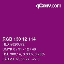 Color code: RGB 130 12 114 | qconv.com