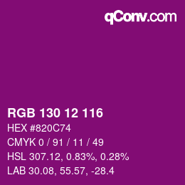 Color code: RGB 130 12 116 | qconv.com