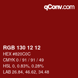 Color code: RGB 130 12 12 | qconv.com