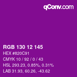 Color code: RGB 130 12 145 | qconv.com