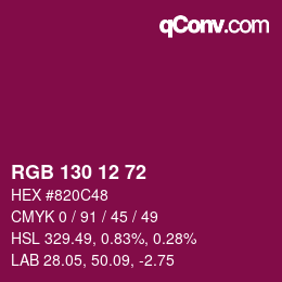 Color code: RGB 130 12 72 | qconv.com