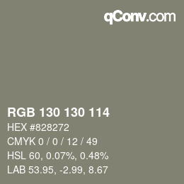 Color code: RGB 130 130 114 | qconv.com