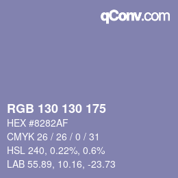 Color code: RGB 130 130 175 | qconv.com