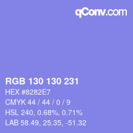 Farbcode: RGB 130 130 231 | qconv.com
