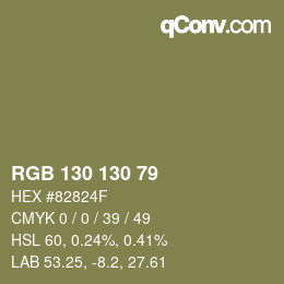 Color code: RGB 130 130 79 | qconv.com