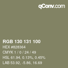 Color code: RGB 130 131 100 | qconv.com