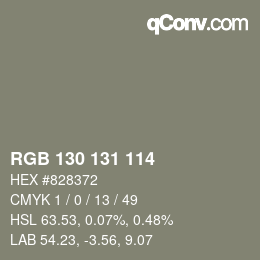 Farbcode: RGB 130 131 114 | qconv.com