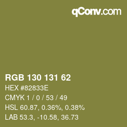 カラーコード: RGB 130 131 62 | qconv.com