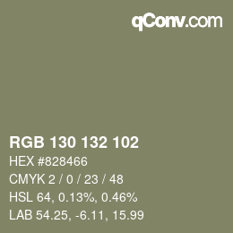 Farbcode: RGB 130 132 102 | qconv.com