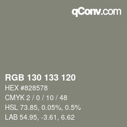 カラーコード: RGB 130 133 120 | qconv.com