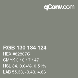 Color code: RGB 130 134 124 | qconv.com