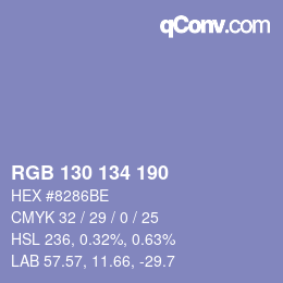 Color code: RGB 130 134 190 | qconv.com