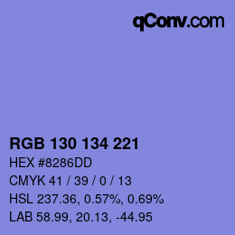 Color code: RGB 130 134 221 | qconv.com