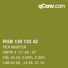 Color code: RGB 130 135 42 | qconv.com