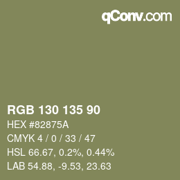Farbcode: RGB 130 135 90 | qconv.com