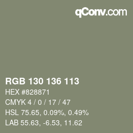 Color code: RGB 130 136 113 | qconv.com