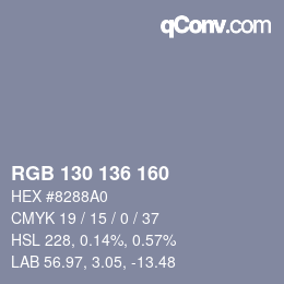 Color code: RGB 130 136 160 | qconv.com