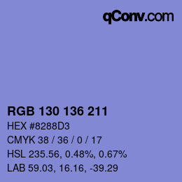 Color code: RGB 130 136 211 | qconv.com