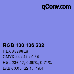 Color code: RGB 130 136 232 | qconv.com