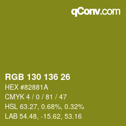 Color code: RGB 130 136 26 | qconv.com