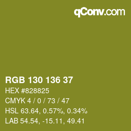 Color code: RGB 130 136 37 | qconv.com