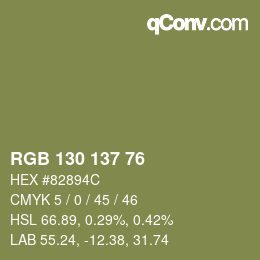 カラーコード: RGB 130 137 76 | qconv.com