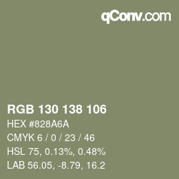 Color code: RGB 130 138 106 | qconv.com