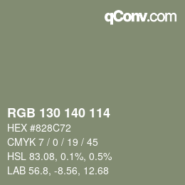 カラーコード: RGB 130 140 114 | qconv.com