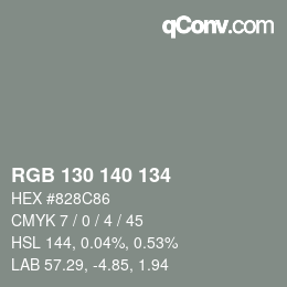 カラーコード: RGB 130 140 134 | qconv.com