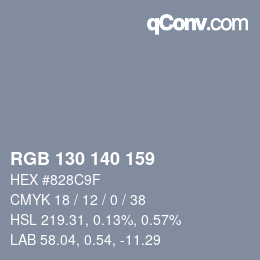 カラーコード: RGB 130 140 159 | qconv.com