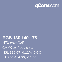 カラーコード: RGB 130 140 175 | qconv.com