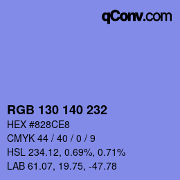 Color code: RGB 130 140 232 | qconv.com