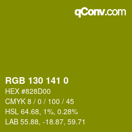 Color code: RGB 130 141 0 | qconv.com