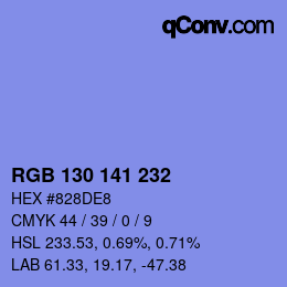 Color code: RGB 130 141 232 | qconv.com
