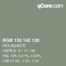 Color code: RGB 130 142 126 | qconv.com