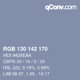 Color code: RGB 130 142 170 | qconv.com