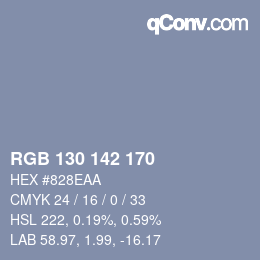 Color code: RGB 130 142 170 | qconv.com